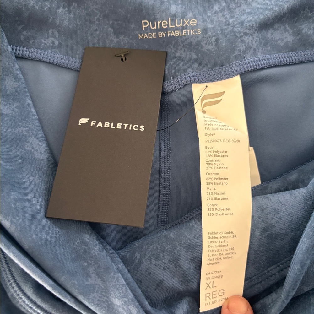 NWT Fabletics XL Blue Patterned Boot Cut Leggings
